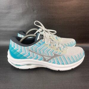Mizuno Wave Rider 24 Wave Knit Womens 6 Grey Blue Running Trainer Shoes
